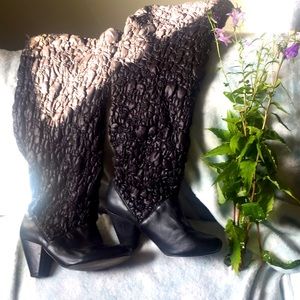 Boots real leather foot and nylon sewed as flower